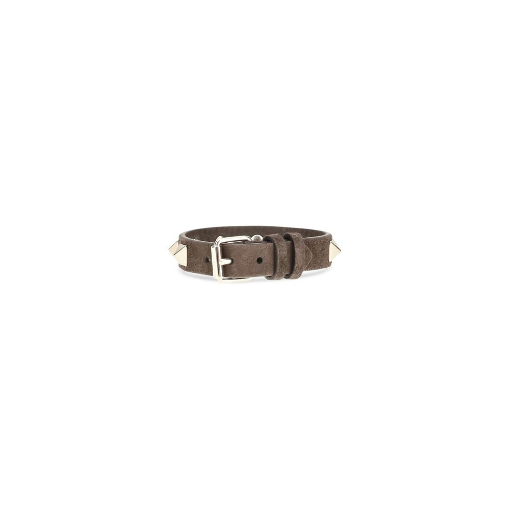 Valentino Garavani Brown Calf Leather Bos Taurus Bracelet Valentino Garavani