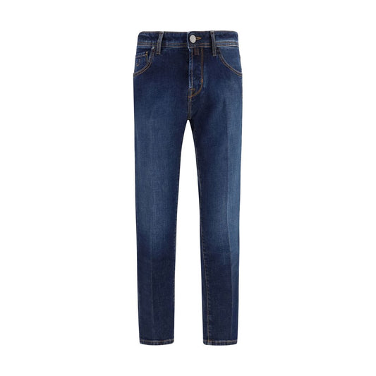 Jacob Cohen Blue Elastane Tapered Jeans Jacob Cohen