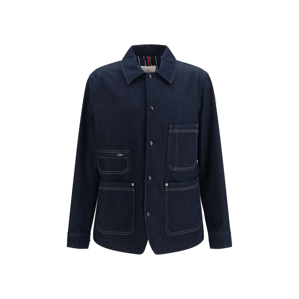 Moncler Blue Cotton Denim Jacket Moncler