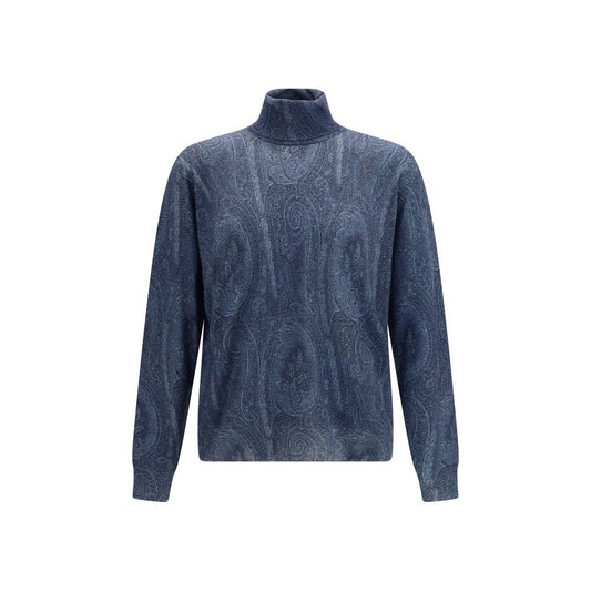 Etro Blue Silk Turtleneck Etro