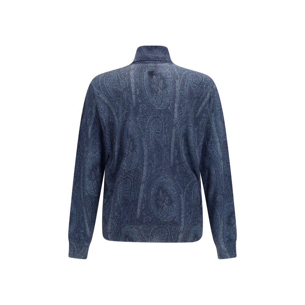 Etro Blue Silk Turtleneck Etro
