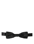 Dolce & Gabbana men's black silk adjustable neck bow tie with papillon design and classic style.