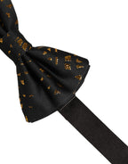 Dolce & Gabbana Black Gold Speckle Pattern Adjustable Neck Papillon Bow Tie