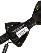 Dolce & Gabbana Black Gold Speckle Pattern Adjustable Neck Papillon Bow Tie
