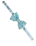 Dolce & Gabbana Light Blue floral brocade adjustable neck papillon bow tie displayed on a white background.