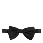 Dolce & Gabbana Men Black Silk Brocade Adjustable Neck Papillon Bow Tie