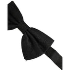 Dolce & Gabbana Men Black Silk Brocade Adjustable Neck Papillon Bow Tie