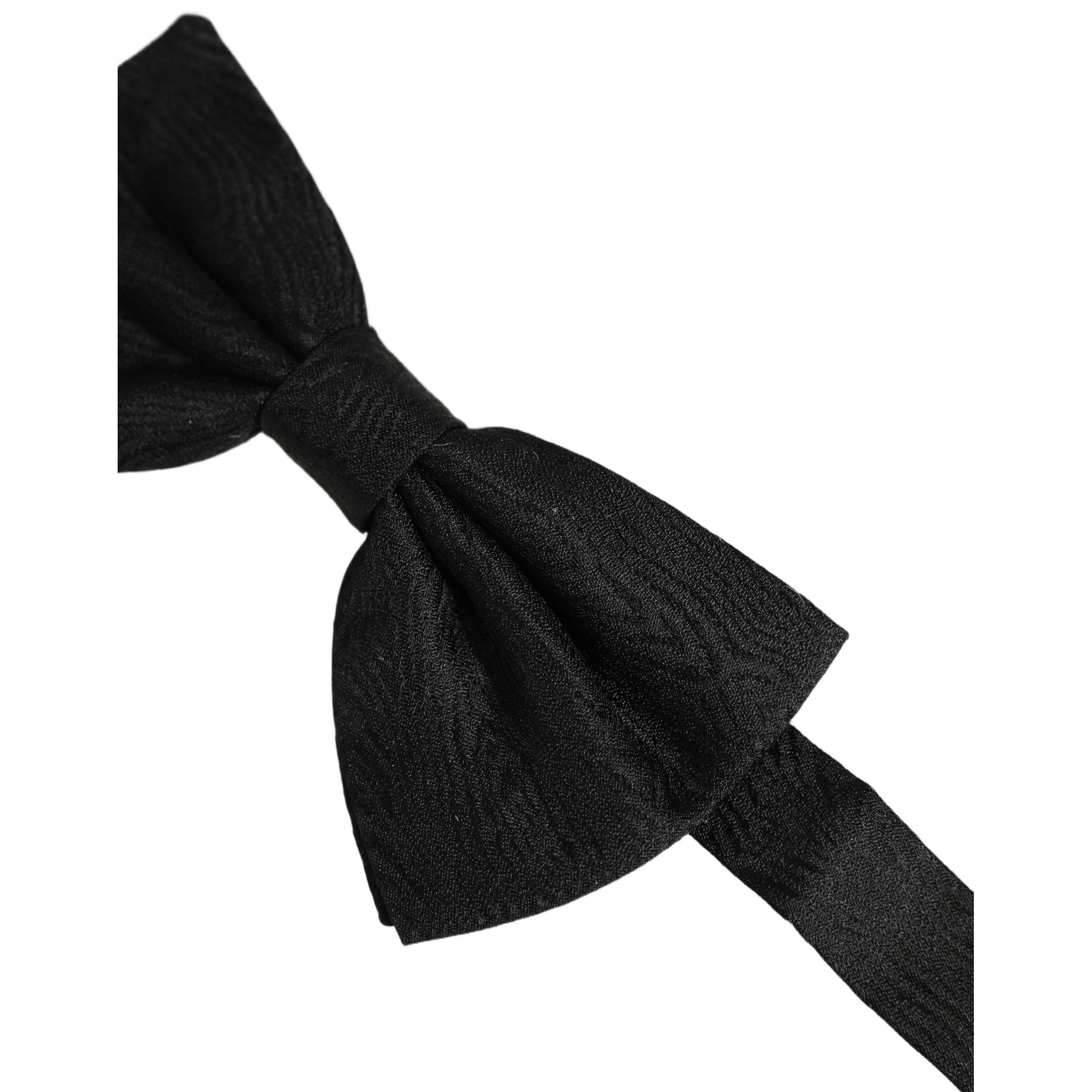 Dolce & Gabbana Men Black Silk Brocade Adjustable Neck Papillon Bow Tie