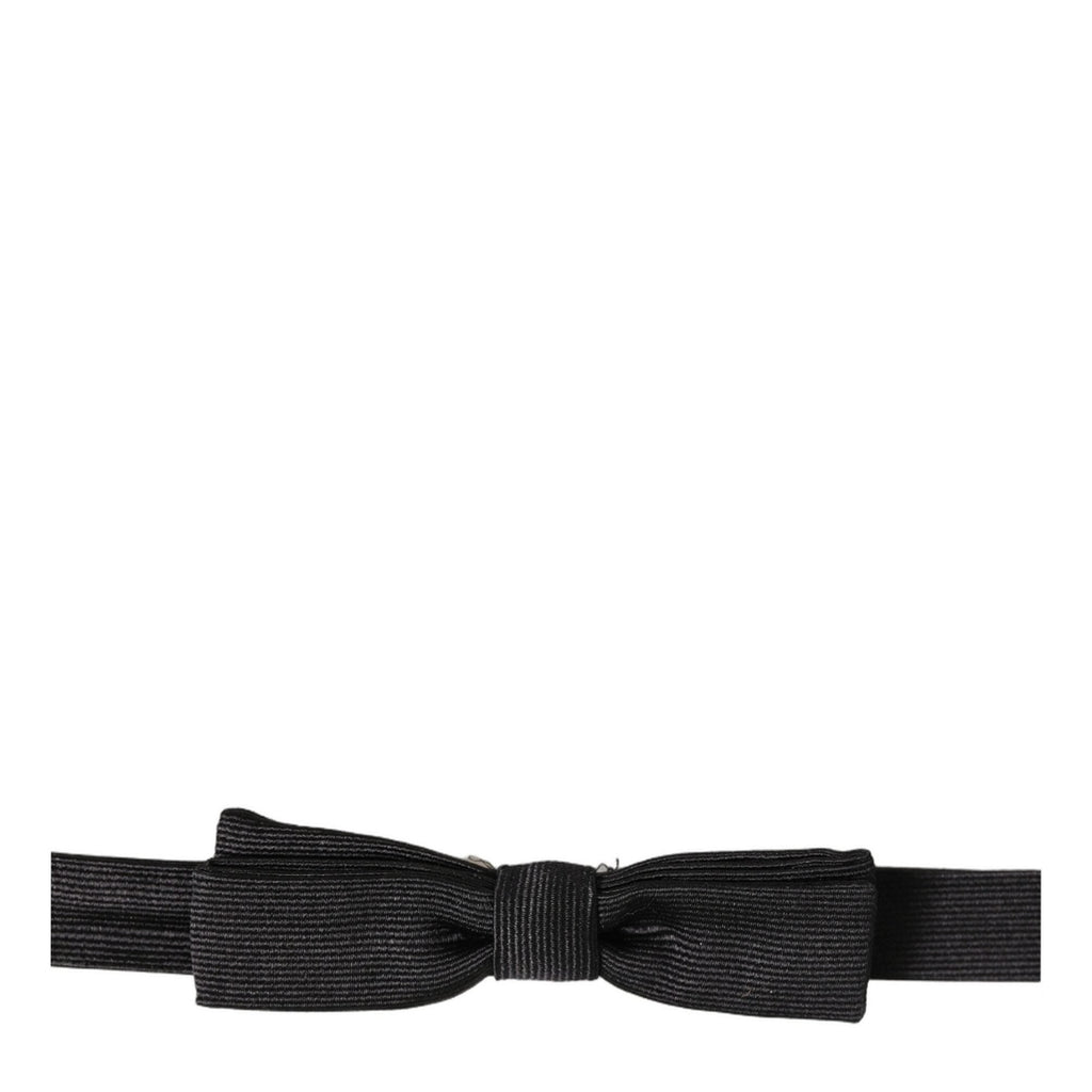 Dolce & Gabbana Men Black 100% SIlk Adjustable Neck Papillon Bow Tie