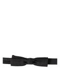 Dolce & Gabbana men's black silk adjustable bow tie with papillon style for formal occasions