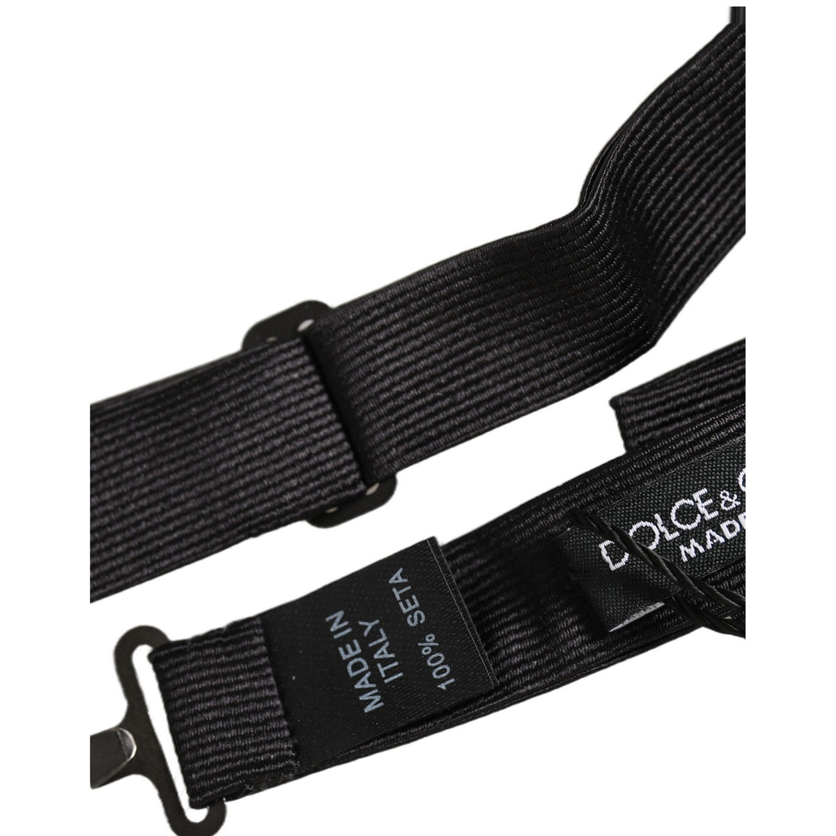 Dolce & Gabbana Men Black 100% SIlk Adjustable Neck Papillon Bow Tie