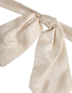 Dolce & Gabbana Men Ivory Paisley SIlk Adjustable Neck Papillon Bow Tie