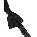 Dolce & Gabbana Black White Polka Dot Adjustable Neck Papillon Bow Tie