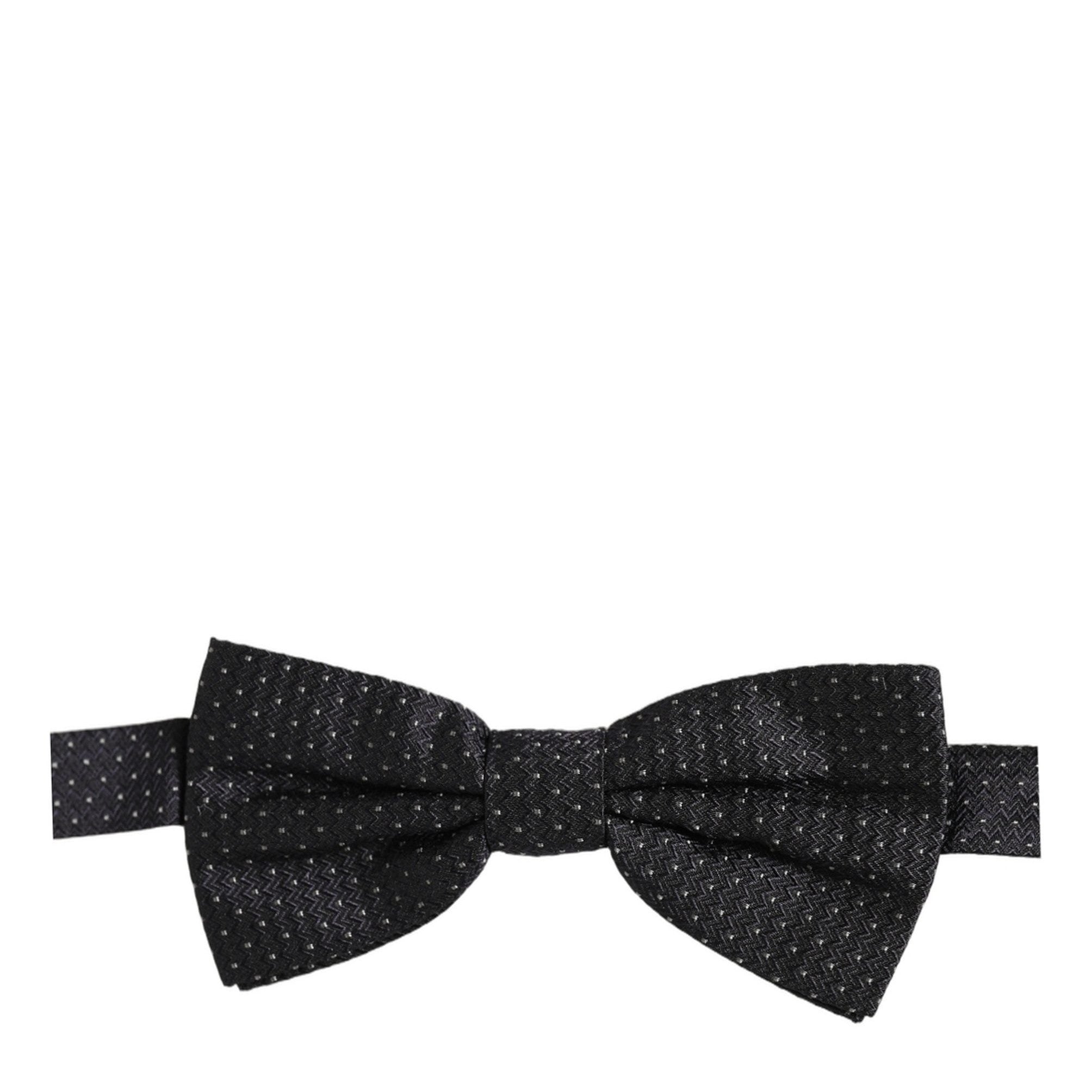 Dolce & Gabbana Black White Polka Dot Adjustable Neck Papillon Bow Tie