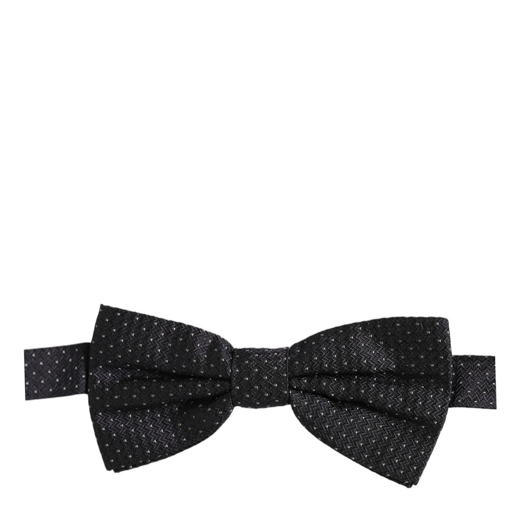 Dolce & Gabbana Black White Polka Dot Adjustable Neck Papillon Bow Tie