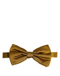 Dolce & Gabbana men's mustard 100% silk adjustable neck papillon bow tie displayed on a white background.