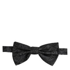 Dolce & Gabbana Men Black Paisley SIlk Adjustable Neck Papillon Bow Tie