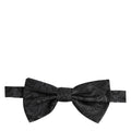 Dolce & Gabbana Men Black Paisley SIlk Adjustable Neck Papillon Bow Tie