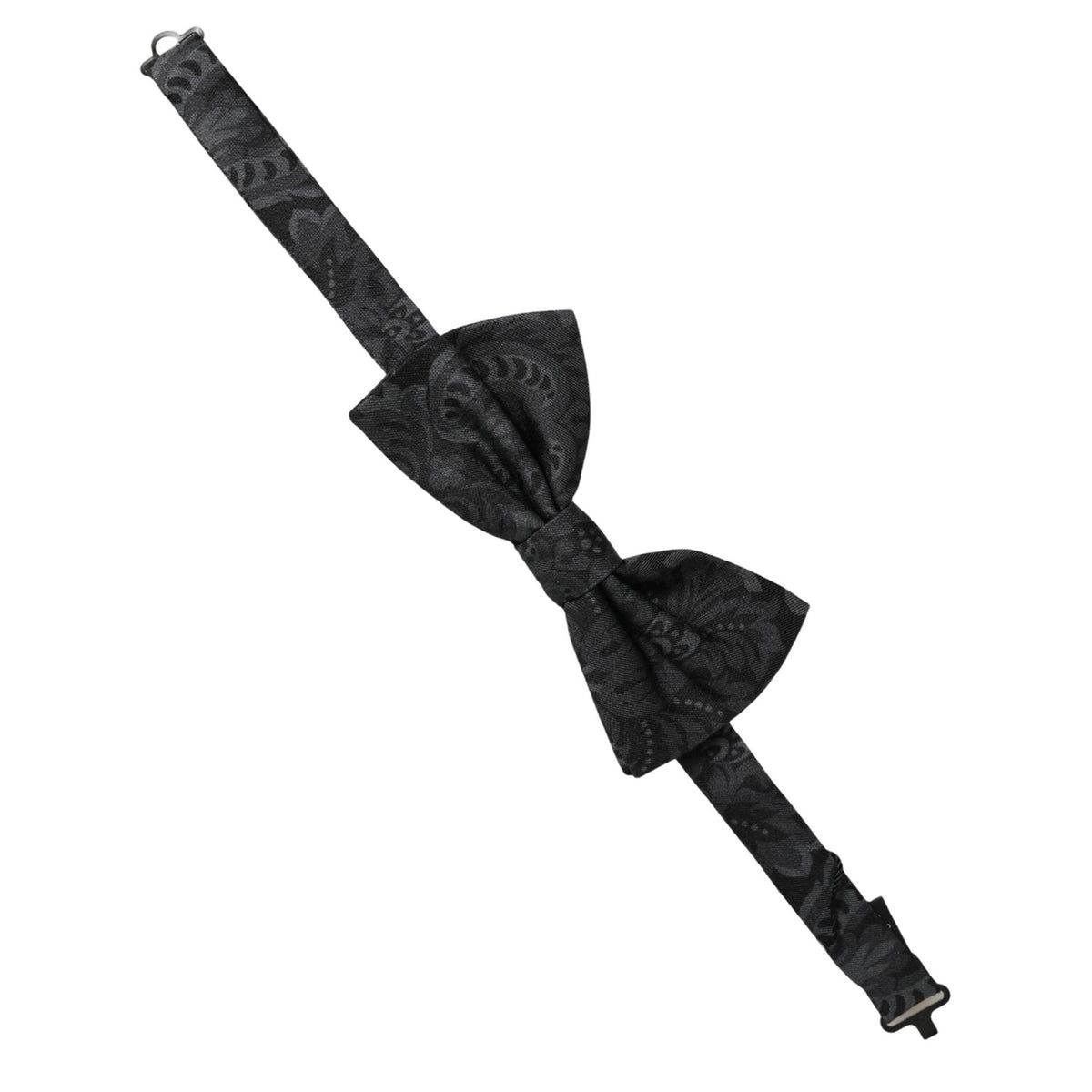 Dolce & Gabbana Men Black Paisley SIlk Adjustable Neck Papillon Bow Tie