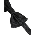 Dolce & Gabbana Men Black Paisley SIlk Adjustable Neck Papillon Bow Tie