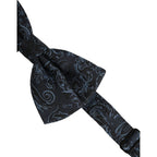Dolce & Gabbana Men Black Blue Paisley Adjustable Neck Papillon Bow Tie