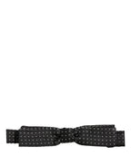 Dolce & Gabbana Black White Polka Dot Adjustable Neck Papillon Bow Tie