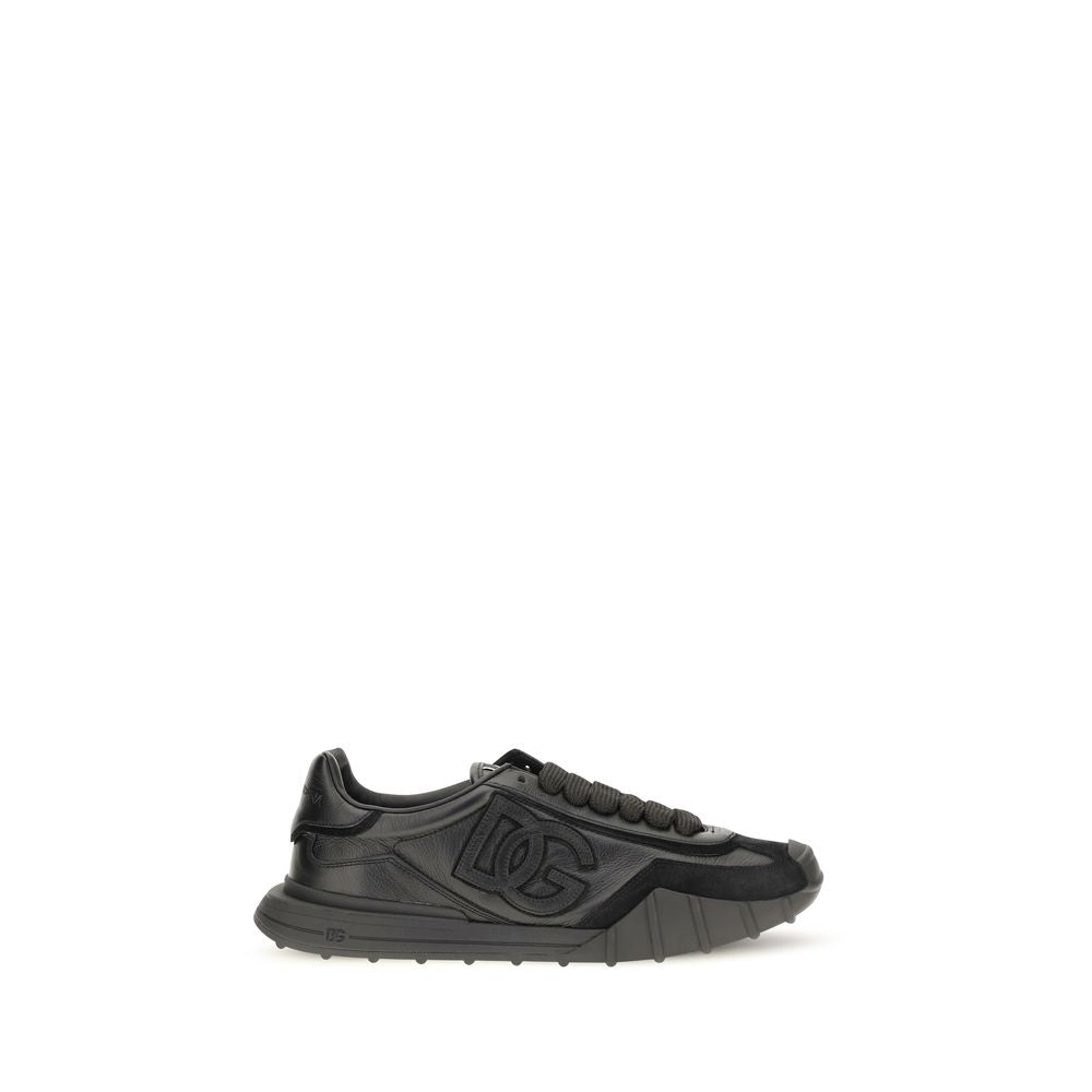 Dolce & Gabbana Black Calf Leather Bos Taurus Athletic Sneakers Dolce & Gabbana