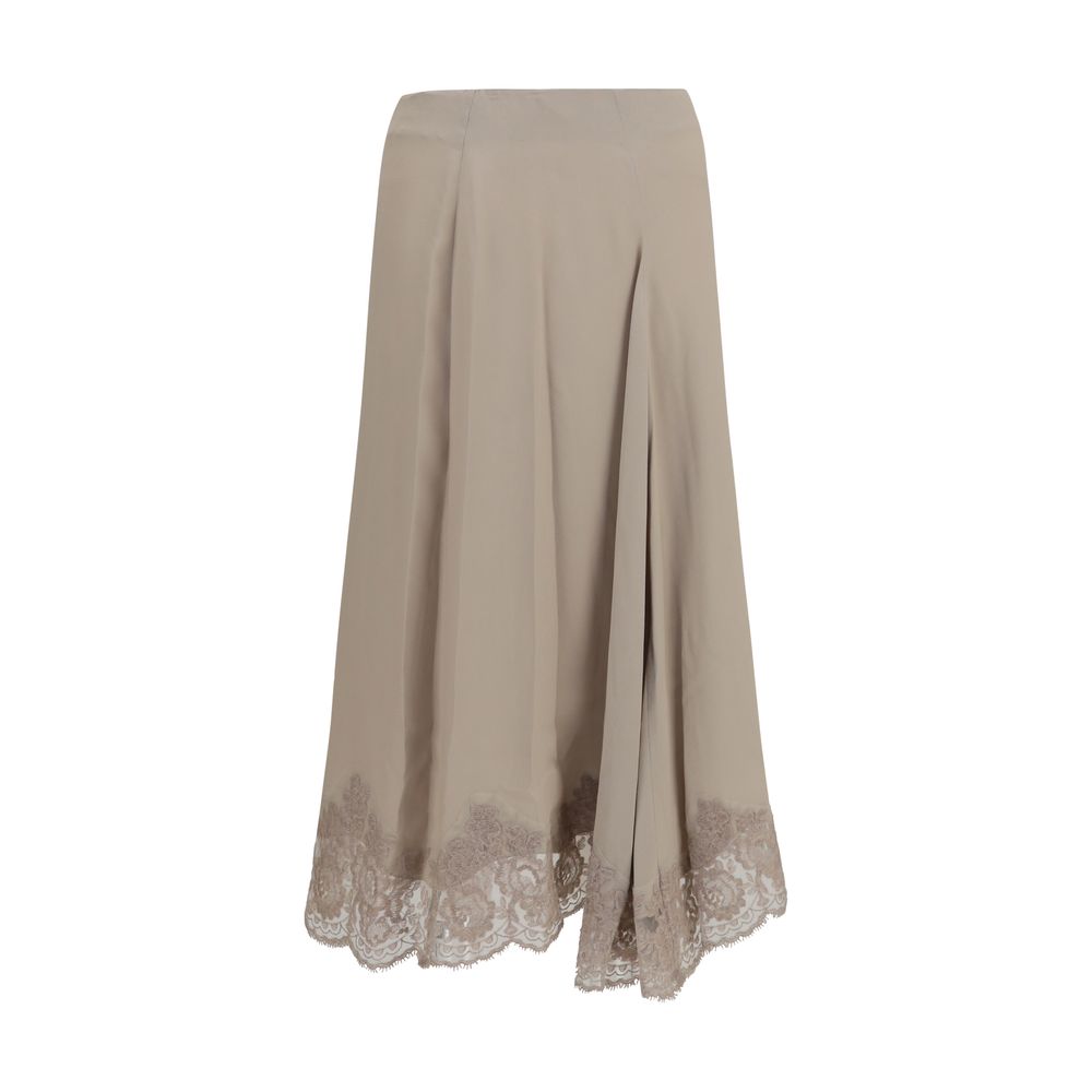 P.A.R.O.S.H. Beige Acetate Midi Skirt P.A.R.O.S.H.