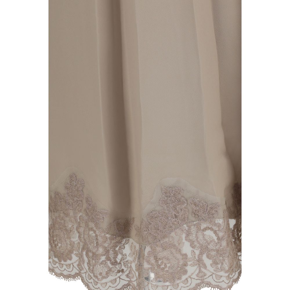 P.A.R.O.S.H. Beige Acetate Midi Skirt P.A.R.O.S.H.