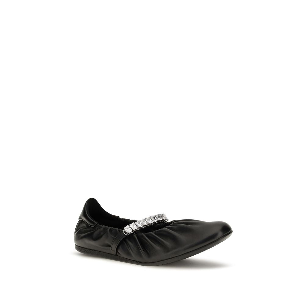 Jimmy Choo Black Calf Leather Bos Taurus Ballet Flats Jimmy Choo