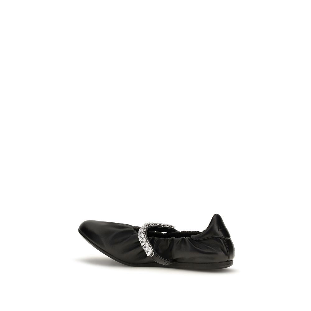 Jimmy Choo Black Calf Leather Bos Taurus Ballet Flats Jimmy Choo