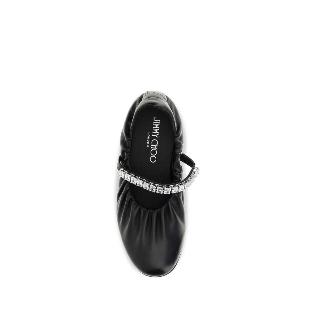 Jimmy Choo Black Calf Leather Bos Taurus Ballet Flats Jimmy Choo