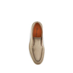 Santoni Beige Suede Leather Slip-On Loafers