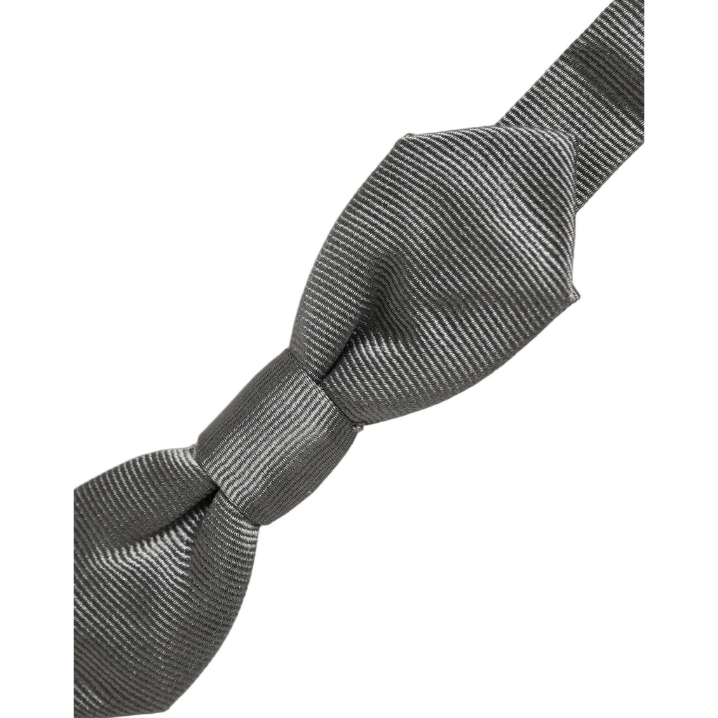 Dolce & Gabbana Men Gray 100% Silk Adjustable Neck Papillon Bow Tie