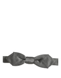 Gray Dolce & Gabbana men's silk adjustable bow tie with a classic papillon design, perfect for formal occasions.