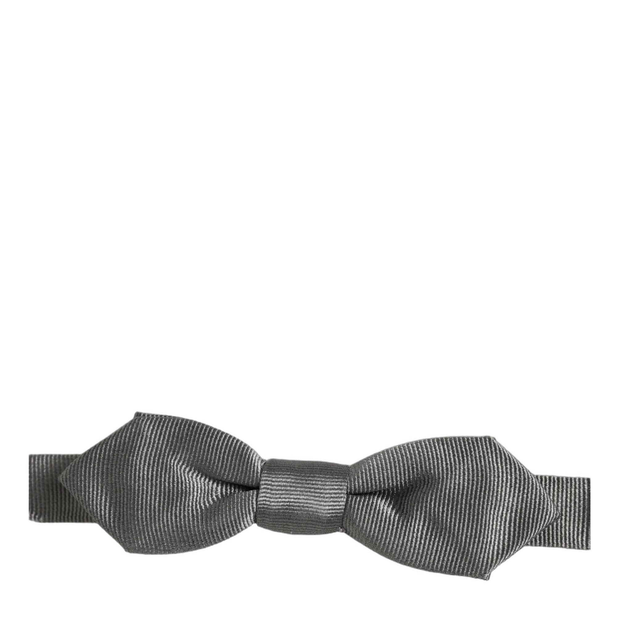 Dolce & Gabbana Men Gray 100% Silk Adjustable Neck Papillon Bow Tie