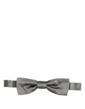 Gray silk men's bow tie by Dolce & Gabbana, adjustable with a classic papillon style and elegant design.