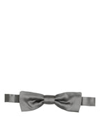 Dolce & Gabbana Men Gray 100% Silk Adjustable Neck Papillon Bow Tie
