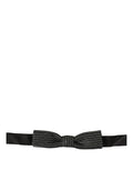 Dolce & Gabbana Men Black Silver Ribbed Adjustable Neck Papillon Bow Tie