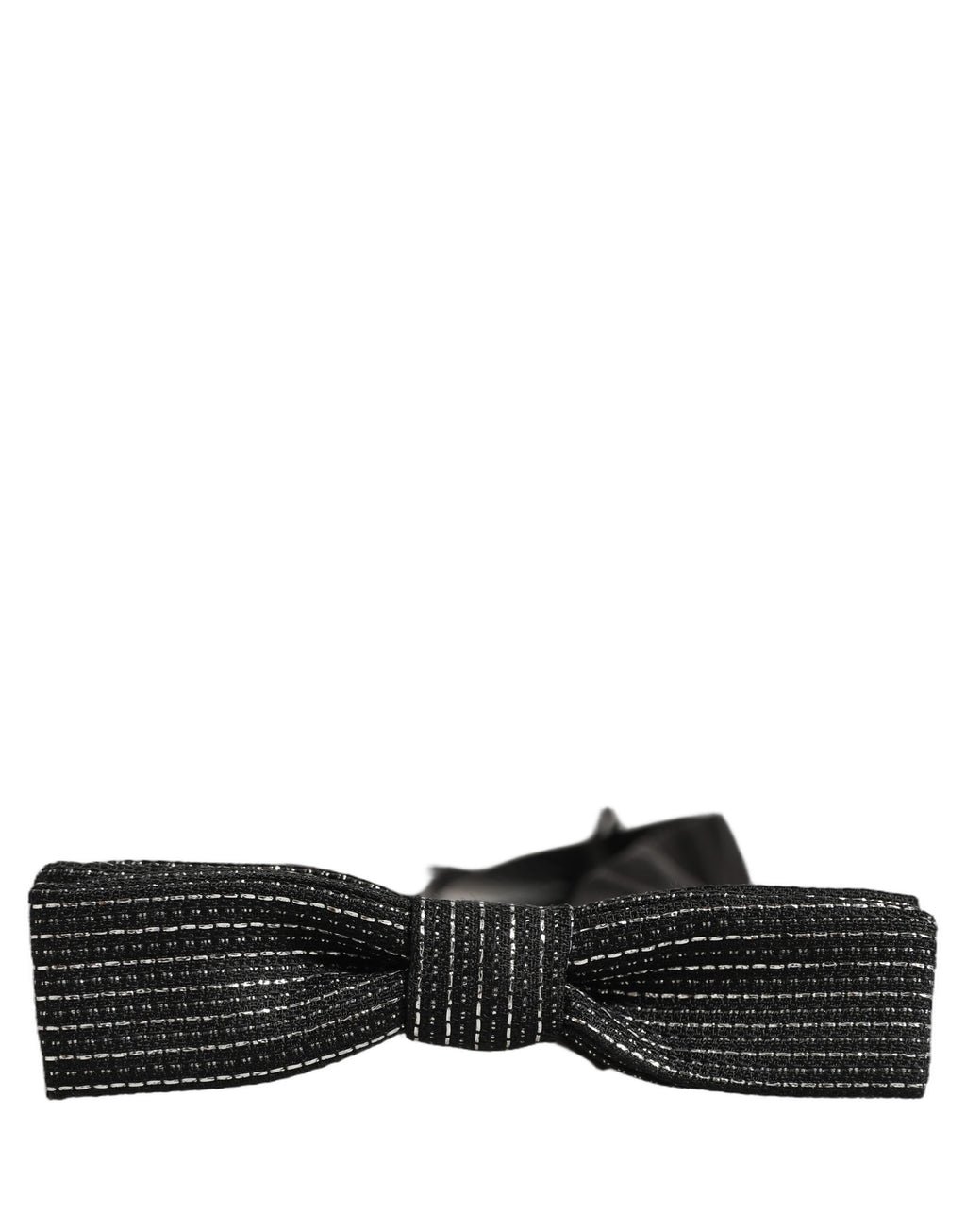 Dolce & Gabbana Men Black Silver Ribbed Adjustable Neck Papillon Bow Tie