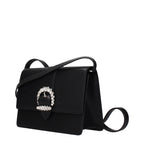 Jimmy Choo black leather crossbody bag with sleek design and adjustable strap, featuring subtle branding and elegant stitching.