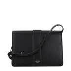 Black leather Jimmy Choo crossbody bag with sleek design and adjustable strap, featuring subtle brand accents.