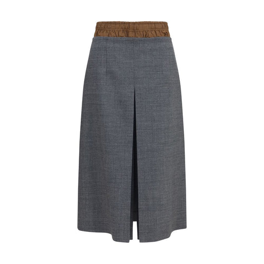 Prada Gray Wool Oves Aries Midi Skirt