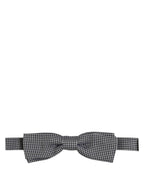 Dolce & Gabbana Black White Houndstooth Adjustable Neck Bow Tie