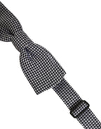 Dolce & Gabbana Black White Houndstooth Adjustable Neck Bow Tie