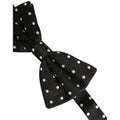 Dolce & Gabbana Black White Polka Dot Adjustable Neck Papillon Bow Tie