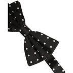 Dolce & Gabbana Black White Polka Dot Adjustable Neck Papillon Bow Tie