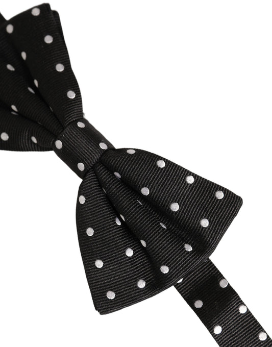 Dolce & Gabbana Black White Polka Dot Adjustable Neck Papillon Bow Tie Dolce & Gabbana
