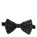 Dolce & Gabbana Black White Polka Dot Adjustable Neck Papillon Bow Tie