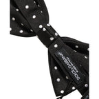 Dolce & Gabbana Black White Polka Dot Adjustable Neck Papillon Bow Tie